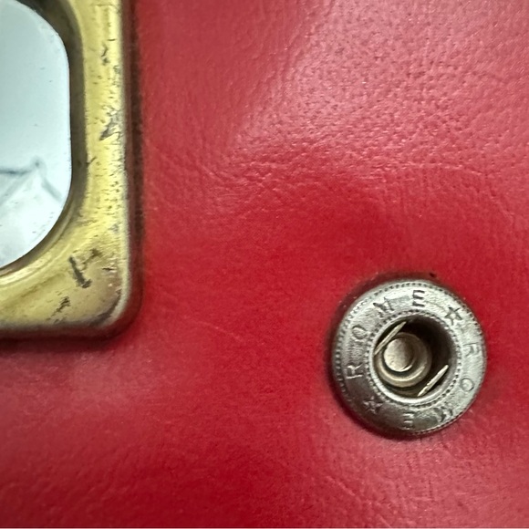 VTG 70s 80s Red Leather Convertible Clutch Shoulder Bag • Mirror • Deco Revival - Picture 13 of 16